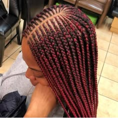 Middle Part Fulani Braids, Attachment Hairstyles, Blonde Middle Part, Red Braids, Black Braided Hairstyles, Ghana Weaving, African Hair Braiding Styles, Fulani Braids