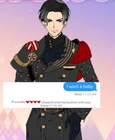 an anime character holding a baby in his arms with the caption i want a baby