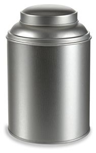 a large metal canister with a lid