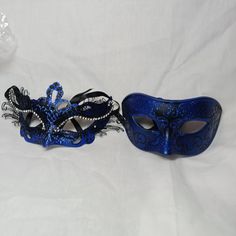 Stunning New His And Her's Venetian Masquerade Royal Blue And Black Sparkly Masks. Rhinestones Around The Eyes. New Dark Blue Masquerade Mask, Starry Night Masquerade, Masquerade Mask Aesthetic, Moonlight Masquerade, Blue Masquerade Mask, Masquerade Ball Costume, Masquerade Centerpieces, Mascarade Party, Blue Sweet 16