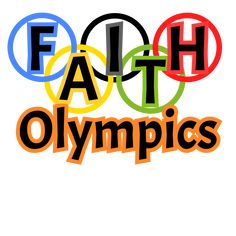 the word faith olympics written in colorful letters