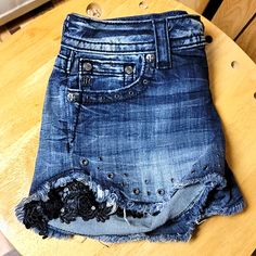 These Are Nwot, Sexy Miss Me Shorts, Lace And Stud Detail On Side And Front. Size 28 High Rise Bottoms With Built-in Shorts For Night Out, Dark Wash Mid-rise Bottoms For Night Out, Dark Wash High Rise Bottoms For Night Out, Fitted High-waisted Dark Wash Shorts, Dark Wash Bottoms For Night Out In Spring, Denim High-waisted Shorts For Night Out, High-waisted Denim Shorts For Night Out, Mid-rise Bottoms For Night Out In Summer, Summer Mid-rise Bottoms For Night Out