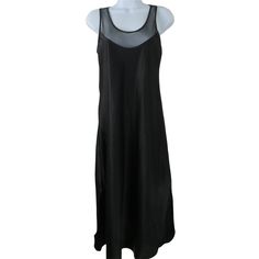 Vintage 1980s Inner Most Black Night Gown Sheer Nest Yoke Front And Back With Embroidery On Back Sexy Sheer Lingerie In Polyester Satin Brand: Inner Most (Sears) Tag Size: Small 46" Length From Shoulder To Hem 17" Across Chest Underarms Excellent No Defects Noted, This Item Could Be Deadstock, Unworn. Item#0450/081520 Black Sleeveless Maxi Dress For Loungewear, Sheer Sleeveless Slip Dress For Night, Sheer Sleeveless Slip Dress For Daywear, Sleeveless Slip Dress Bias Cut For Loungewear, Sleeveless Bias Cut Slip Dress For Loungewear, Sleeveless Bias Cut Summer Nightgown, Sheer Sleeveless Nightgown For Party, Sleeveless Bias Cut Nightgown, Sleeveless Bias-cut Nightgown