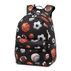 Black Sports Canvas Back and Insulated Lunchbox set Be the top player this back to school with this stylish Black Sports Canvas backpack! Its always a touchdown with our backpacks! Comes with 2 zipper compartments and 2 side pockets for you water bottle, keys, phone and more to stay organized. Great for all students to have for school, camp, or extra curricular activities. Make the back-to-school experience exciting and stress-free with our durable backpacks Backpack Measures 13Wx18Hx5.5"D Carry your lunch in style with this top scoring Black Sports Canvas Insulated Lunch Box. You'll be the all-star of the crowd at lunchtime with our canvas lunch bags. With eye-catching prints featuring your favorite sports, these lunch boxes are a slam dunk for anyone who loves a touch of athleticism in t Back To School Spirit Backpack, Black Bags For Sports With School Spirit Style, Sporty School Backpack For Back To School, Sporty Backpack For Back To School, Casual Sports Backpack Rectangular, Sporty Backpack For College, Casual Rectangular Sports Backpack, Sporty College Backpack, Sporty Backpack For Sports And End Of School Year