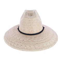 This Cabo lifeguard sun hat is made from locally sourced palm leaf straw and hand-sewn in Mexico. The straw is natural and shows the true palm leaf shading and coloring. The elastic sweatband provides extra comfort for all day wear and the adjustable chin strap helps to keep the hat in place on windy days. Made of Palm Leaf Adjustable Curved Brim Sun Hat Made Of Palm Leaf, Adjustable Curved Brim Palm Leaf Sun Hat, Artisan Boater Hat With Curved Brim For Beach, Adjustable Palm Leaf Sun Hat With Curved Brim, Natural Toquilla Straw Boater Hat, Vacation Hat Bands With Curved Brim In Natural Color, Outdoor Toquilla Straw Hat In Natural Color, Natural Toquilla Straw Sun Hat With Flat Brim, Natural Flat Brim Sun Hat In Toquilla Straw