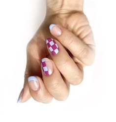 45 Adorable Checkered Nails You Must Try in 2024 Checker Accent Nails, Fun Checkered Nails, How To Do Checkered Nails, Gel Nail Checkered, Multi Colored Checkered Nails, Nail Designs, Nails