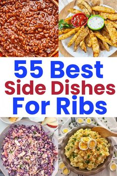 the top five side dishes for ribs with text overlay that reads, 5 best side dishes for ribs