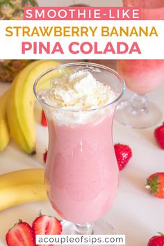 smoothie like strawberry banana pina cola with whipped cream