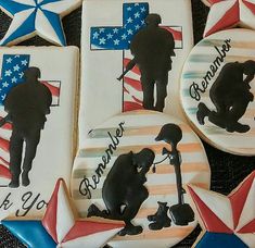 decorated cookies with the silhouettes of soldiers and stars