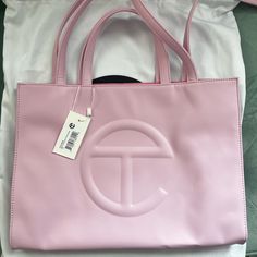 Nwt Telfar Bubblegum Pink Medium Tote Telfar Bubblegum, Telfar Bags, Bags Logo, Pink Tote, Medium Tote, Shopper Bag, Bubblegum Pink, Black Bag, Small Bag