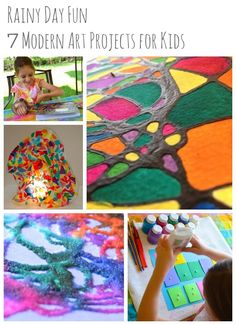 the collage shows different activities for children to do with their art project, including crafts and