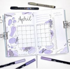 Journal Ideas Purple Theme, Bujo Purple Theme, Bujo Purple, Violet Journal Ideas, April Bujo, Blue Bullet Journal Theme, Purple Bullet Journal Theme, Purple Kawaii Journal, Binding Book