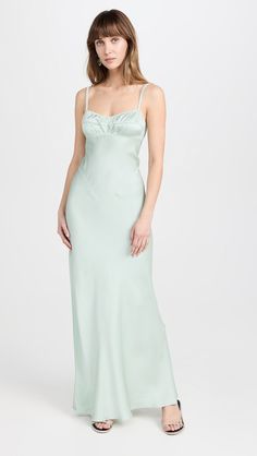 Anna October Georgina Maxi Dress | Shopbop Fitted Bias Cut Satin Maxi Dress, Fitted Midi Slip Dress With Ruched Back, Fitted Satin Maxi Slip Dress, Solid Color Fitted Slip Dress For Formal Occasions, Fitted Slip Dress For Formal Occasions, Fitted Solid Color Slip Dress For Formal Occasions, Formal Fitted Solid Color Slip Dress, Fitted Maxi Length Satin Dress, Fitted Slip Dress With Ruched Back, Maxi Length