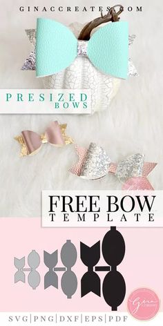 two bows are shown on top of a white furnisht with the words free bow template