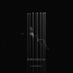 the poster for intersteellar is shown in black and white with lines coming out of it