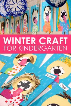 winter craft for kids to make with paper plates and other items that are hanging on the wall