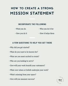 a white paper with the words how to create a strong mission statement