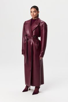 Vegan Leather Trench Coat Trench Coats Women