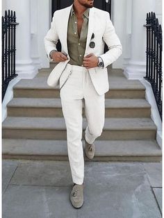 Men Linen Suit, Linen Suit Men, Linen Suits For Men, Beach Wedding Attire, Beige Suits, Wedding Outfit Men