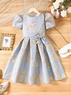 Tween Girl Satin Embroidered Elegant Party Dress Sibling Outfits Matching Outfits (2 Pieces Are Sold Separately) Blue Party  Short Sleeve Embroidery Floral,All Over Print A Line,Fit and Flare Non-Stretch  Tween Girls Clothing, size features are:Bust: ,Length: ,Sleeve Length: Embroidered Fitted Princess Dress For Party, Fitted Embroidered Princess Dress For Party, Spring Party Princess Dress Embroidered, Spring Party Princess Dress With Embroidery, Summer Princess Dress With Embroidery, Summer Embroidered Princess Dress, Spring Fancy Dress With Short Sleeves, Party Princess Dress With Floral Embroidery, Princess Dress With Floral Embroidery For Dress-up