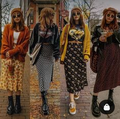 Grown Up Grunge Outfits, Outfit Ideas With Skirts Fall, Mismatch Shoes Outfit, 2023 70s Style, Cute Fall Outfits Alternative, Fall Outfit Grunge Aesthetic, Midi Skirt Grunge Outfit, Cool Fall Outfits 2023, Dr Martens Midi Skirt