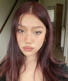 Aesthetic Haircuts, Asian Red Hair, Black Cherry Hair, Hair Color Plum, Venomous Snakes, Plum Hair, Wine Hair, Red Hair Inspo