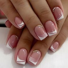 4.69848E+13 White Nail, Nail Polishes, False Nails, Fake Nails, Press On Nails, Square, Pink, Gold