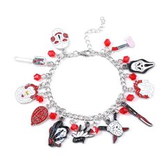 a bracelet with many charms on it