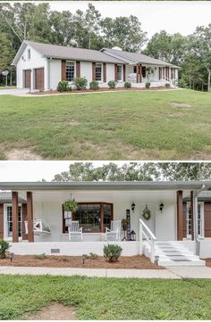 before and after shots of a white house