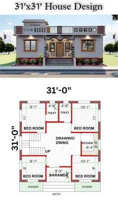 two story house plans with 3 bedroom and 2 bathrooms on each floor, in the same area