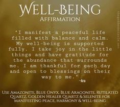 a poem written in the language of well being affirmation on a gold background