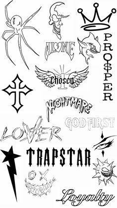 some different types of tattoos on a white background