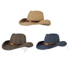 Unisex Western Style Straw Woven Cowboy Cowgirl Hat Wide Brim Summer Sun Description: Durable straw material Beautifully woven, breathable design Large, wide brim helps shield & protect face from the sun Perfect classy western cowboy straw hat suitable for both men & women; Great everyday casual wear to protect yourself from the sun, or as a costume accessory for a play, musical performance, costume party, Halloween, and more Specification: Material: Straw Woven Size: Head Circumference:58cm / 22.83 inch Height:9 cm / 3.54 inch Brim:8 cm / 3.15 inch Package Includes: 1 Piece of Cowboy Hat Note: 1. Color might be slightly different due to the color calibration of each individual monitor. 2. Please allow 1-3cm measuring deviation due to manual measurement. 3. Thanks for your understanding an Cowboy Straw Hat, Trilby Hats, Musical Performance, Womens Tea, Summer Straw Hat, Performance Costume, Trilby Hat, Wide Brim Sun Hat, Wide Brim Fedora