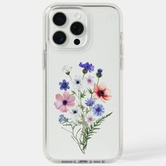 an iphone case with flowers painted on it