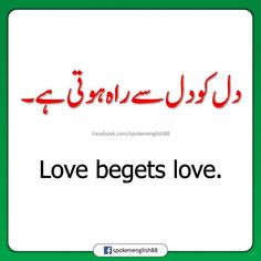 the words love begets love written in english and arabic on a green square frame