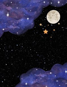 the night sky is full of stars and clouds