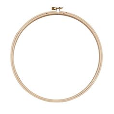 a wooden hoop with two handles on a white background