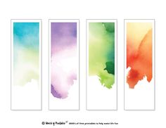 four watercolor banners with different colors