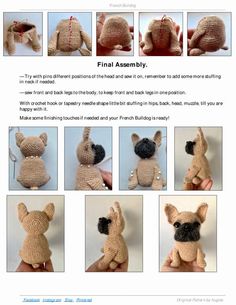 the instructions for making a stuffed animal that looks like a dog