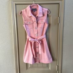 Light Pink Soft Denim Dress With Belt. Nwt. Size Large. Denim Dress With Belt, Dresses Light Pink, Jean Dress, Pink Denim, Pink Jeans, Dress With Belt, Dress With Tie, Tie Belt, Jeans Dress