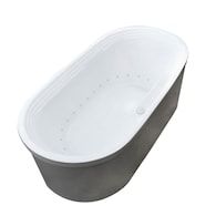 an image of a white and grey bathtub on a white background with the lid open