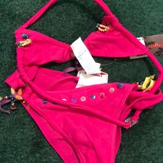 Hot Pink Bikini Size 3 ( But Runs Really Small!) Adorable Nwt Fun Pink Cotton Swimwear, Hot Pink Swimsuit Bikinis, Pink String Swimwear, Pink 4-way Stretch Swimwear For Beach, Pink Micro-elastic Swimwear, Kids Swimming, Trendy Outfits, Hot Pink, Two Piece