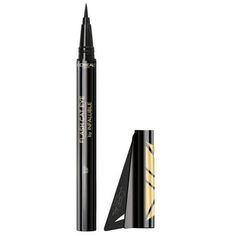 L'Oreal Paris Infallible Flash Cat Eye Waterproof Brush Tip Liquid Eyeliner, Black, This brush-tip eyeliner has a removal wing stencil to help achieve precise wings in a flash. A liquid liner look can be achieved with or without a stencil. Packaging may vary. What you receive may not be what is reflected on site. Precision brush tip liquid eyeliner and easy-to-use removable wing stencil Waterproof liquid eyeliner formula Quick and easy application for eyes Precise wings in a flash Size: 0.008 fl Wing Stencil, Cat Eye Stencil, Best Drugstore Eyeliner, Drugstore Eyeliner, Eye Stencil, Day Eye Makeup, Loreal Paris Makeup, Eyeliner Ideas, Loreal Paris Infallible