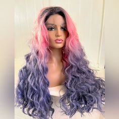 28-30 Inches Thick 13x3 Free Parting Heat Resistant 28 Inch Wig, Blue Grey Hair, Costume Mermaid, Luxy Hair Extensions, Unique Baby Clothes, Gothic Bride, Creative Hair Color, Wavy Curls, Real Hair Wigs