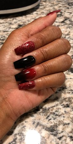 Red And Black Nails For Hoco, Red And Black Nail Ideas For Prom, Red And Black Sweet 16 Nails, Black And Red Nails For Prom, Red And Black Acrylic Nails Designs Short, Prom Nails Black And Red, Red And Black Homecoming Nails, Soiree Nails, Black And Red Square Nails