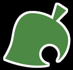 a green sticker with the shape of a bell on it's side, in front of a white background