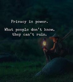 a woman sitting on top of a rock holding a lantern in her hand with the caption privacy is power what people don't know, they can't run