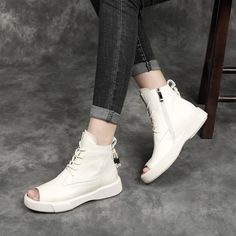 Casual Beige Low Heel Sandals, Casual Ankle-high Sandals For Spring, White Ankle-high Sandals For Summer, White Sandals With Medium Width And Flat Heel, Khaki Tops, Summer Boots, Summer Color, Shoe Size Chart, Fashion Updates