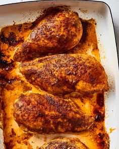 the chicken is cooked and ready to be served in the oven on the grilling pan