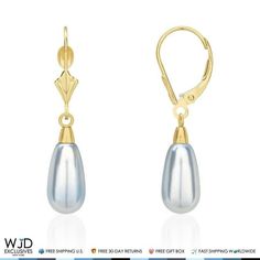 These classic style tear drop shaped blue fire opal dangle earrings are perfect for everyday use or spacial occasion fashioned in 14K solid white gold and secured with leverbacks. Size: one size.  Gender: female.  Age Group: adult. Heart Accessories, Gold Pearl Earrings, Leverback Earrings, Silver Shop, Blue Pearl, Pearl Size, Pendant Earrings, Solid Yellow, Silver Necklaces